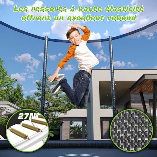 Trampoline Jardin Enfants TRIUMPHKEY - Filet Sécurité Et Échelle
